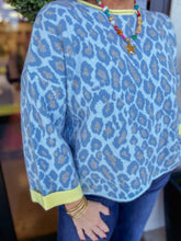 Load image into Gallery viewer, Blue & Lemon Leopard Sweater