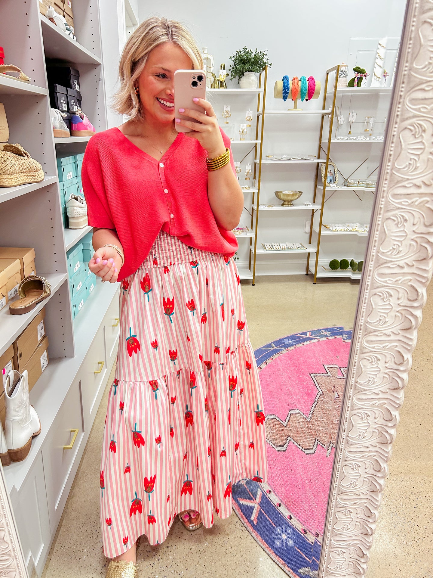 KARLIE Poppy Smocked Maxi Skirt