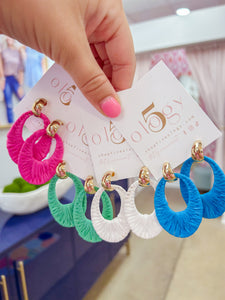 Oval Raffia Link Earring