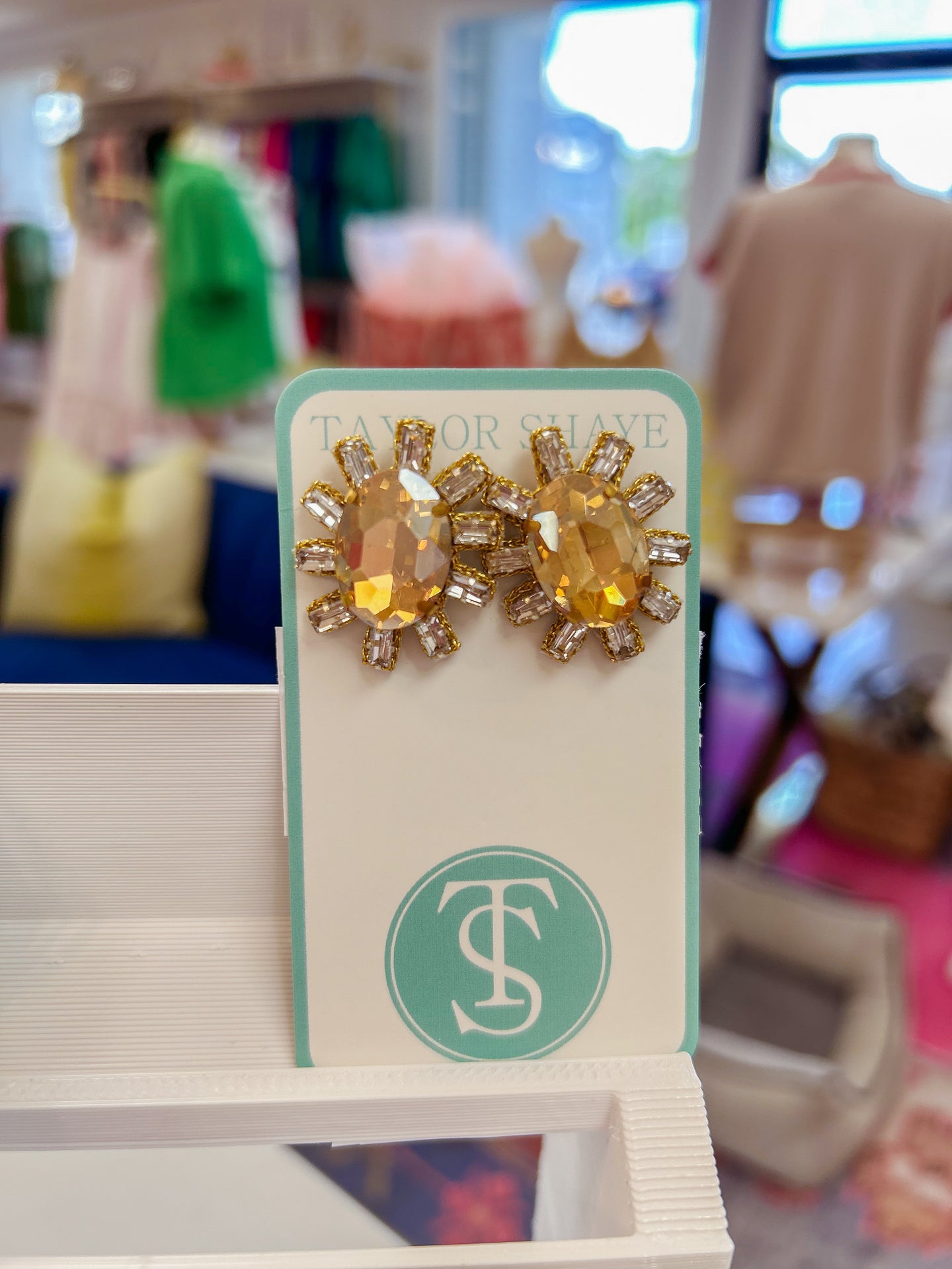 Crystal Oval Stud - Gold