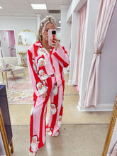 Load image into Gallery viewer, Pink &amp; Red Santa Pleated PJ Set
