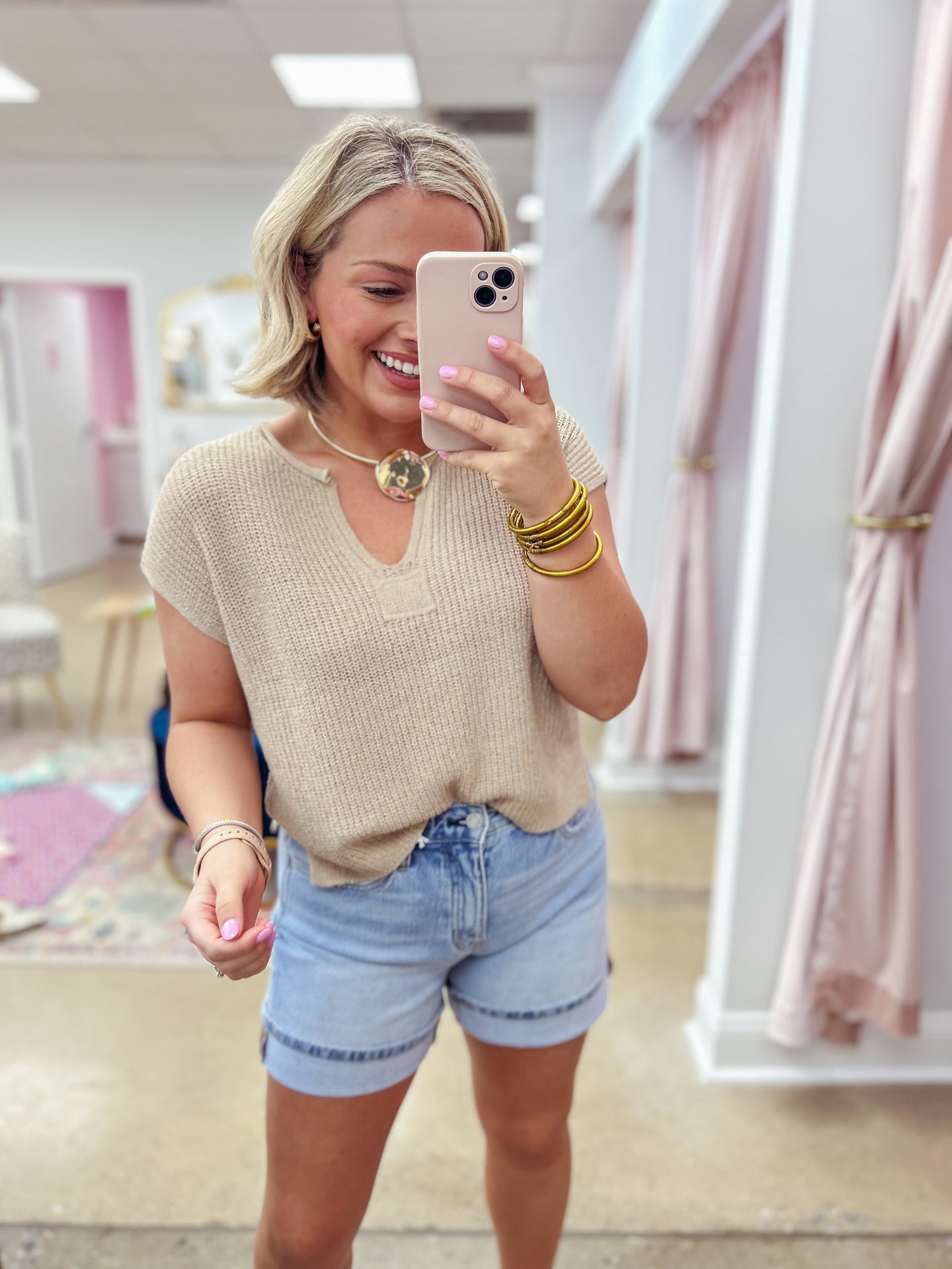Pippa Sleeve Knit Top - Khaki