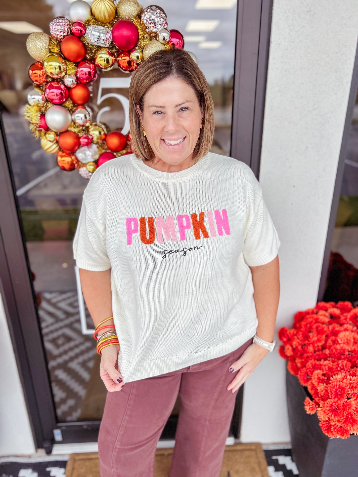 PUMPKIN Embroidered Sweater Top