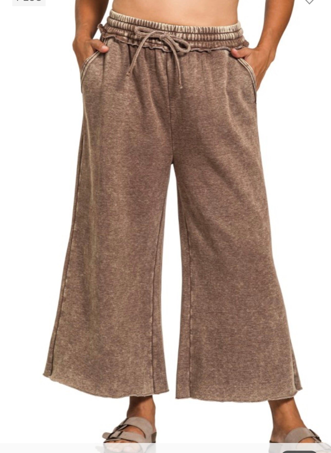 Acid Wash Fleece Pants Brown - Plus Size