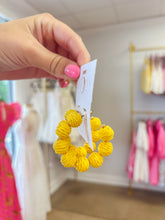 Load image into Gallery viewer, Raffia Ball Hoops
