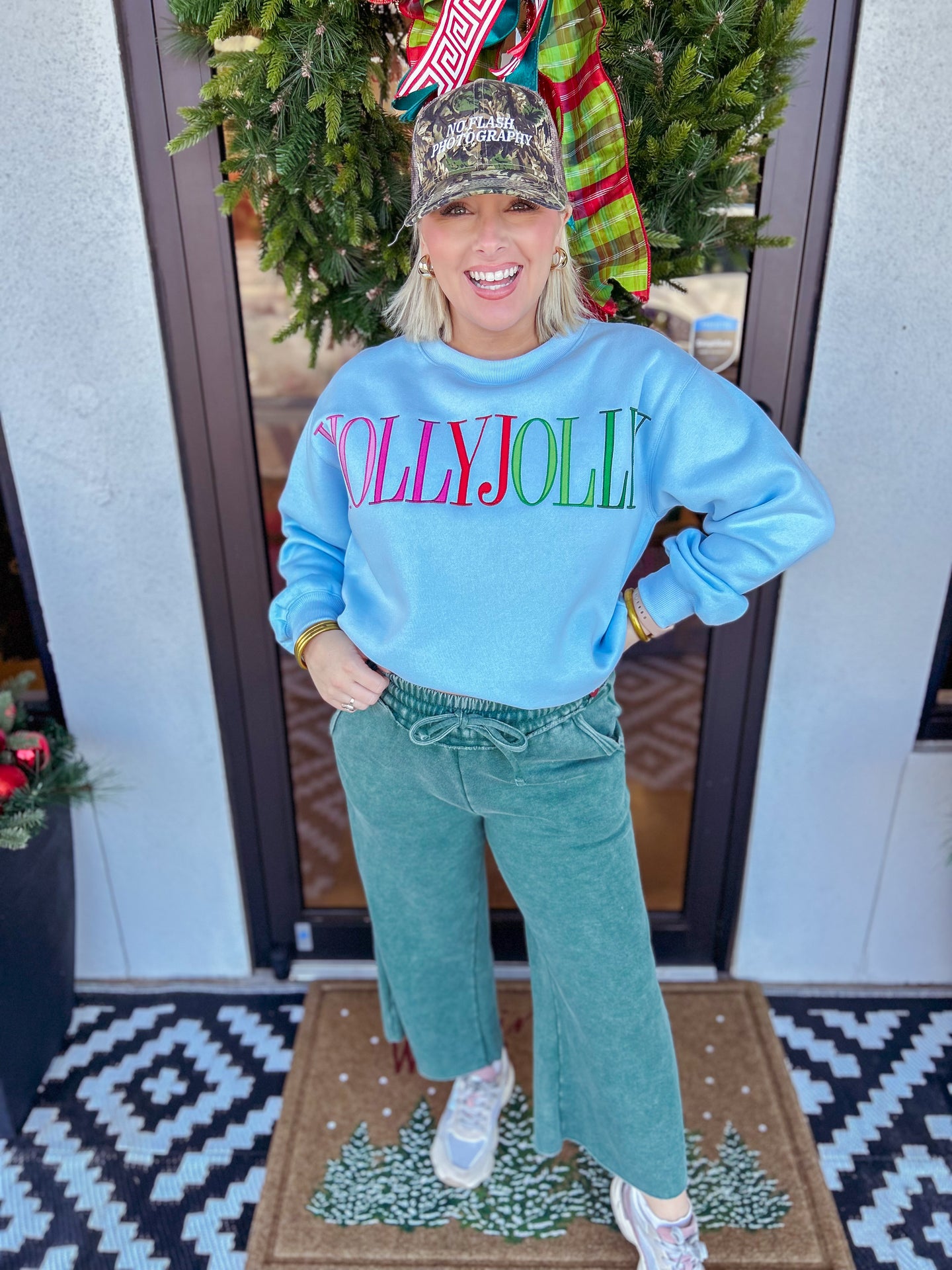 Acid Wash Palazoo Pants - Green