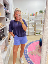 Load image into Gallery viewer, Heather Scalloped Shorts - Perwinkle

