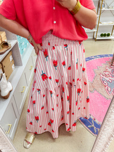 KARLIE Poppy Smocked Maxi Skirt