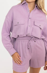 KARLIE French Terry Shorts - Purple