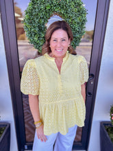 Load image into Gallery viewer, Yellow Eyelet Top - Plus Size
