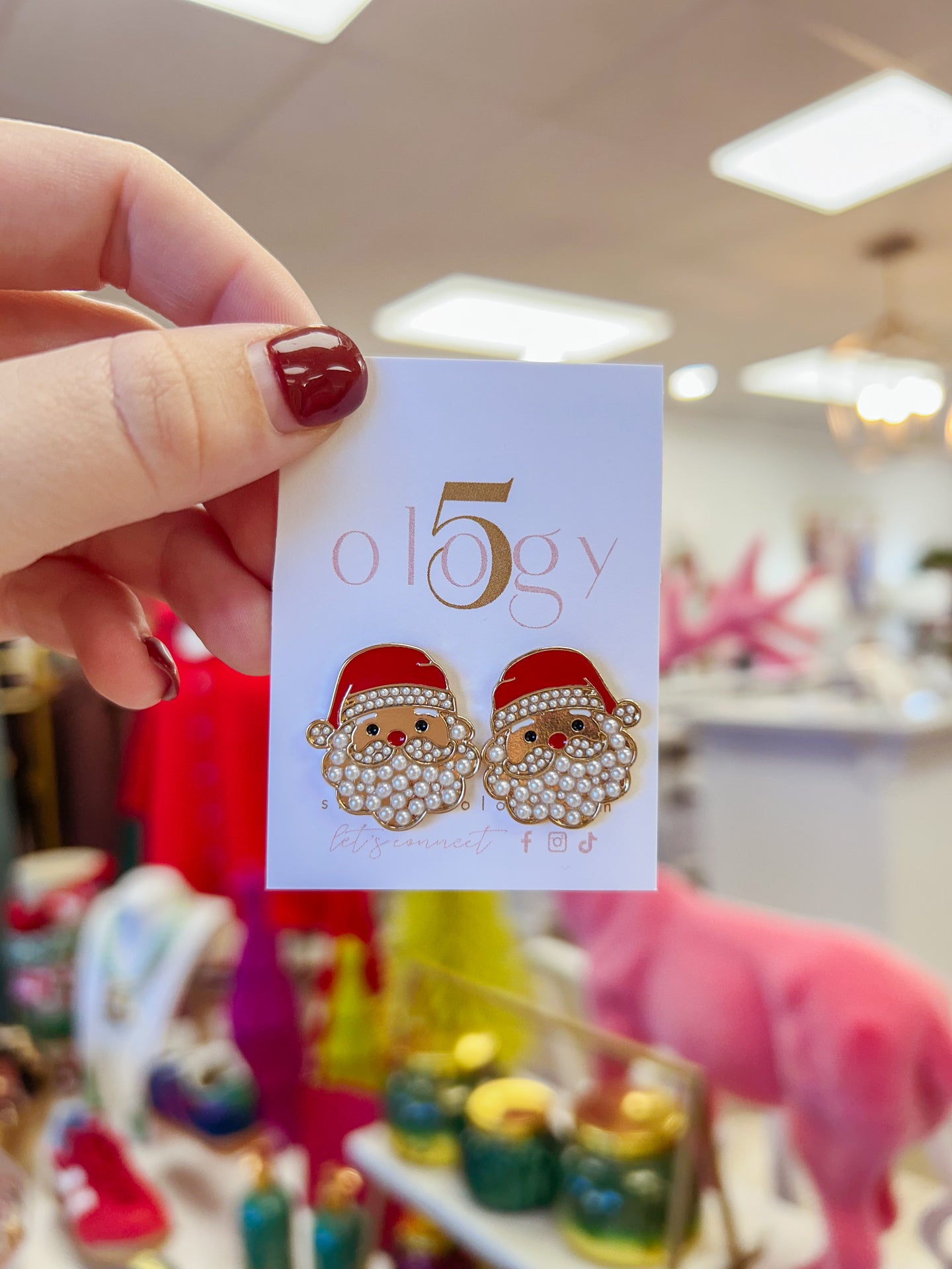 Pearl Beaded Santa Earring