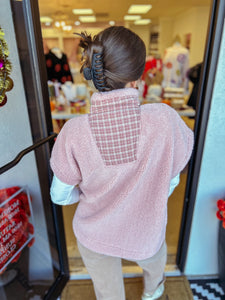 Plaid Ribbon Sherpa Vest
