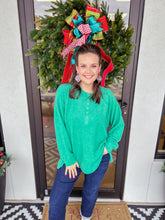 Load image into Gallery viewer, Brushed Melange Henley Sweater - Green
