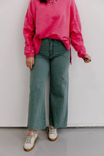 Load image into Gallery viewer, Polka Dot Wash Jean - Teal Green

