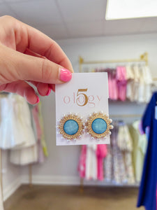Dotted Pearl Stone Stud