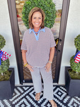 Load image into Gallery viewer, Striped Knit Collared Set - Chocolate
