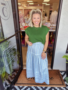 KARLIE Floral Stripe Maxi Skirt