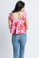 Load image into Gallery viewer, KARLIE Palm Floral Poplin Ruffle Top
