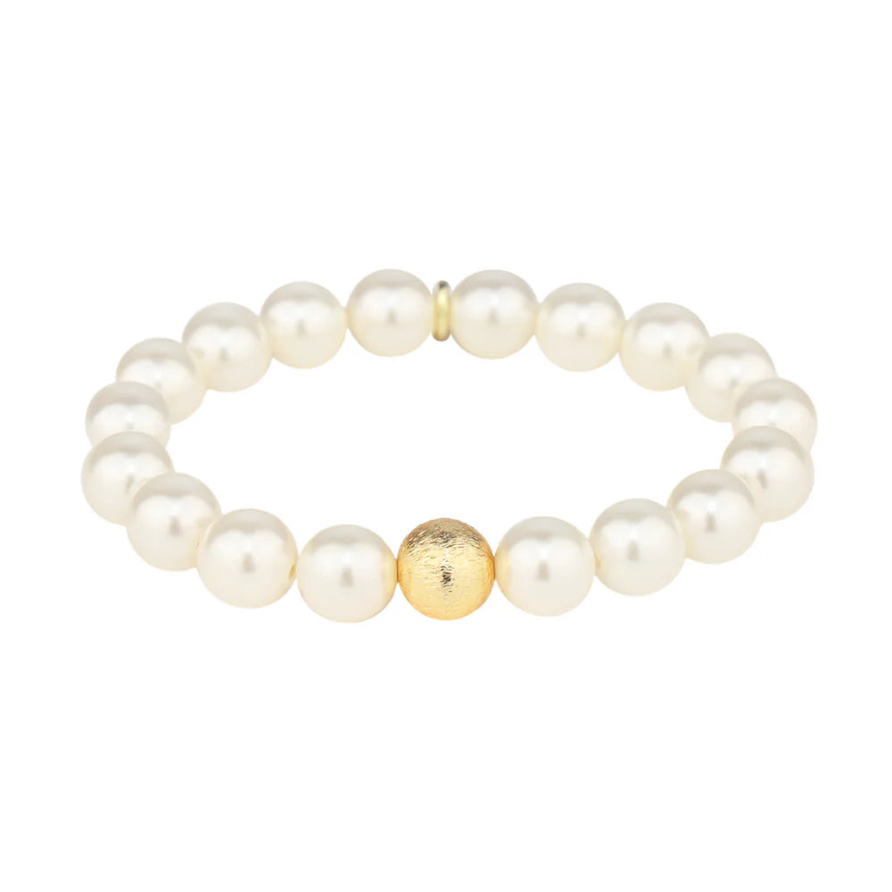 BuDha White Pearl Beaded Bracelet