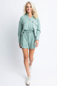 KARLIE French Terry Shorts - Green