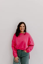 Load image into Gallery viewer, Suzie Side Slit Sweatshirt - Hot Pink Plus Size

