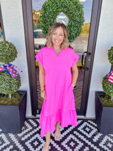 Load image into Gallery viewer, Ruffle Neck Relaxed Midi - Pink
