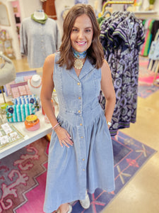 KARLIE 80’s Denim Maxi Dress
