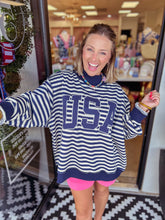 Load image into Gallery viewer, USA Striped Mockneck Sweatshirt
