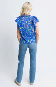 KARLIE Fruit VNeck Ruffle Top