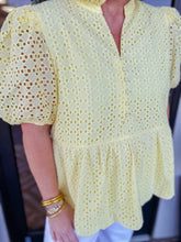 Load image into Gallery viewer, Yellow Eyelet Top - Plus Size
