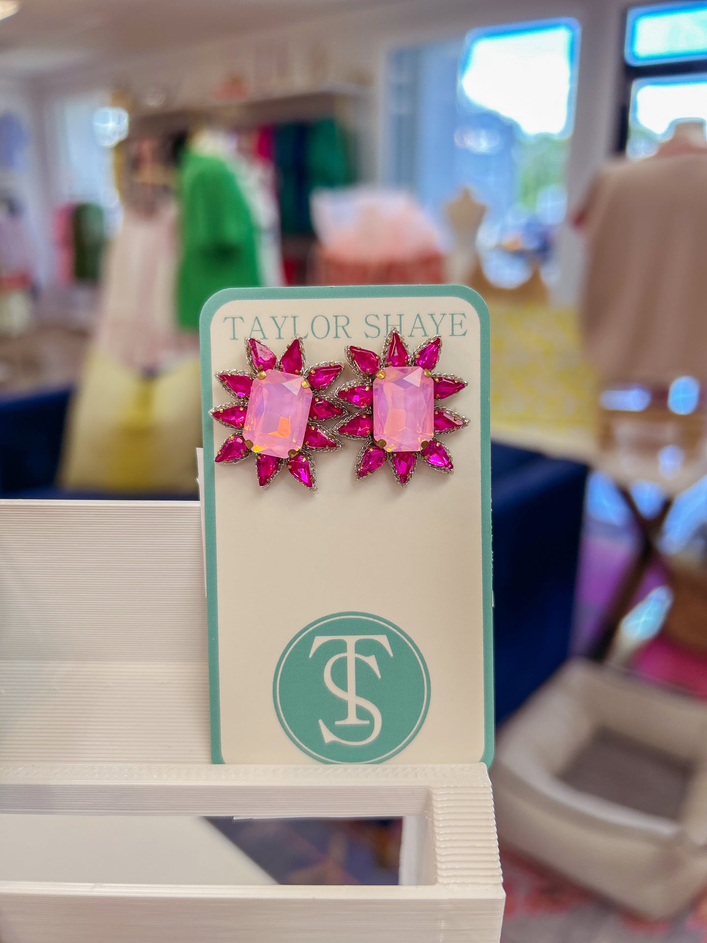 Crystal Spike Stud - Pink