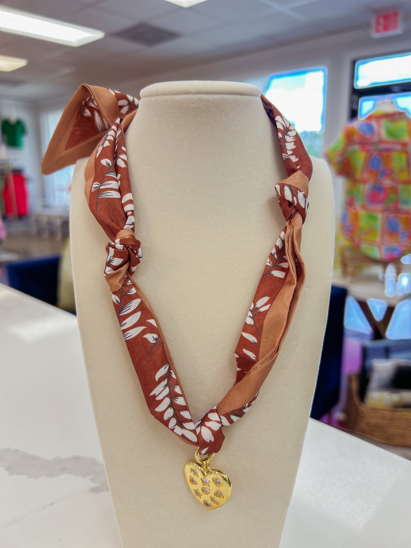 Tangled in Love Scarf Necklace - Brown