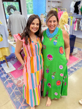 Load image into Gallery viewer, Viya Stripe Sunfire Tiered Midi
