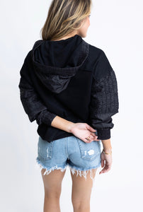 KARLIE Solid Knit Sweatshirt - Black