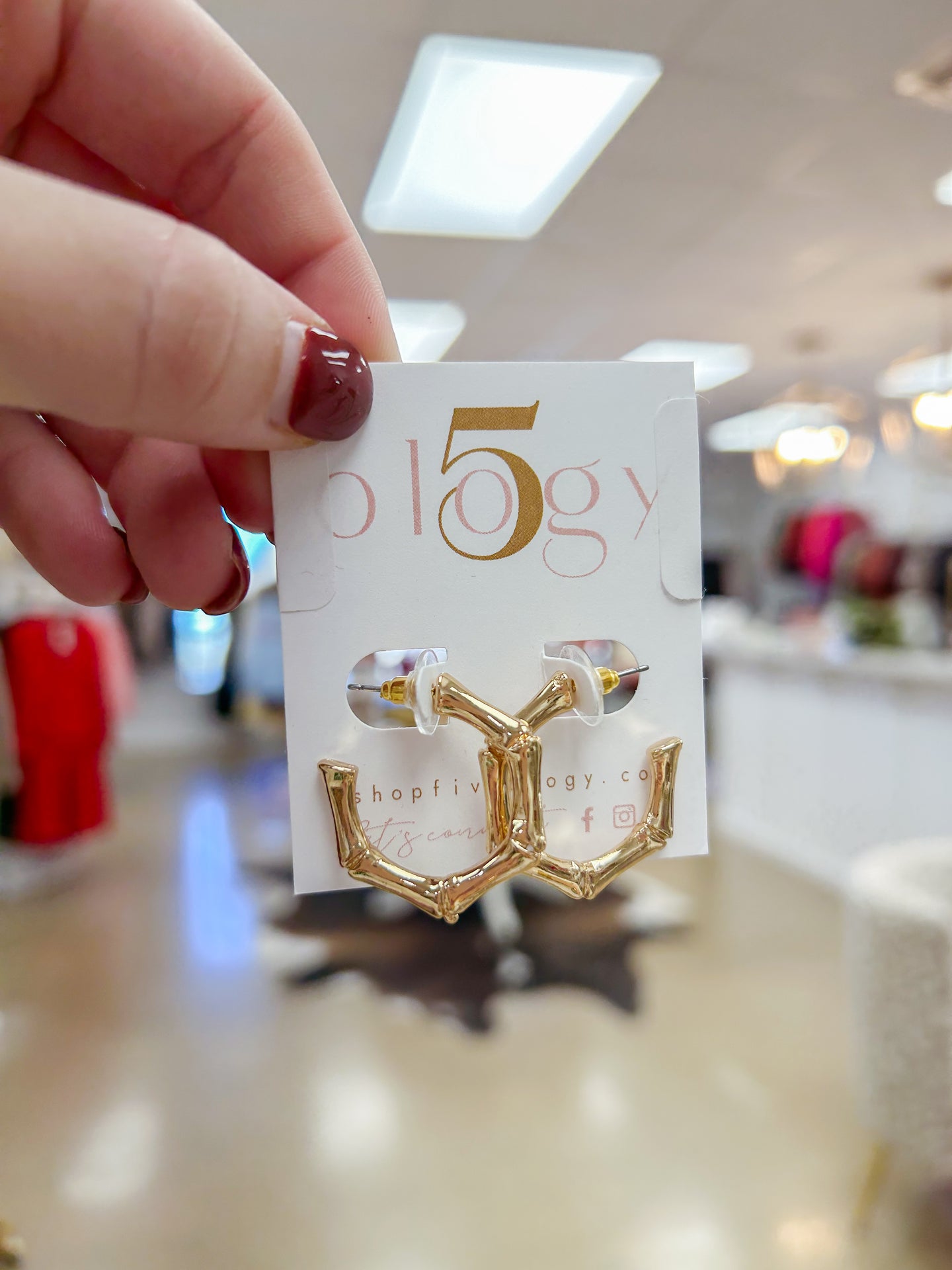 Angled Bamboo Style Hoops