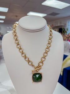 Square Stone Pendant Necklace