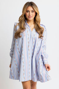 KARLIE French Floral Vine Ruffle Dress