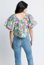 Load image into Gallery viewer, KARLIE Palm Multi Square Neck Poplin Top
