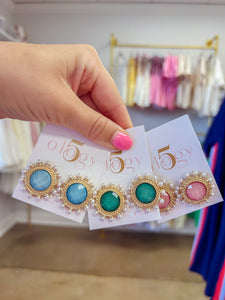 Dotted Pearl Stone Stud