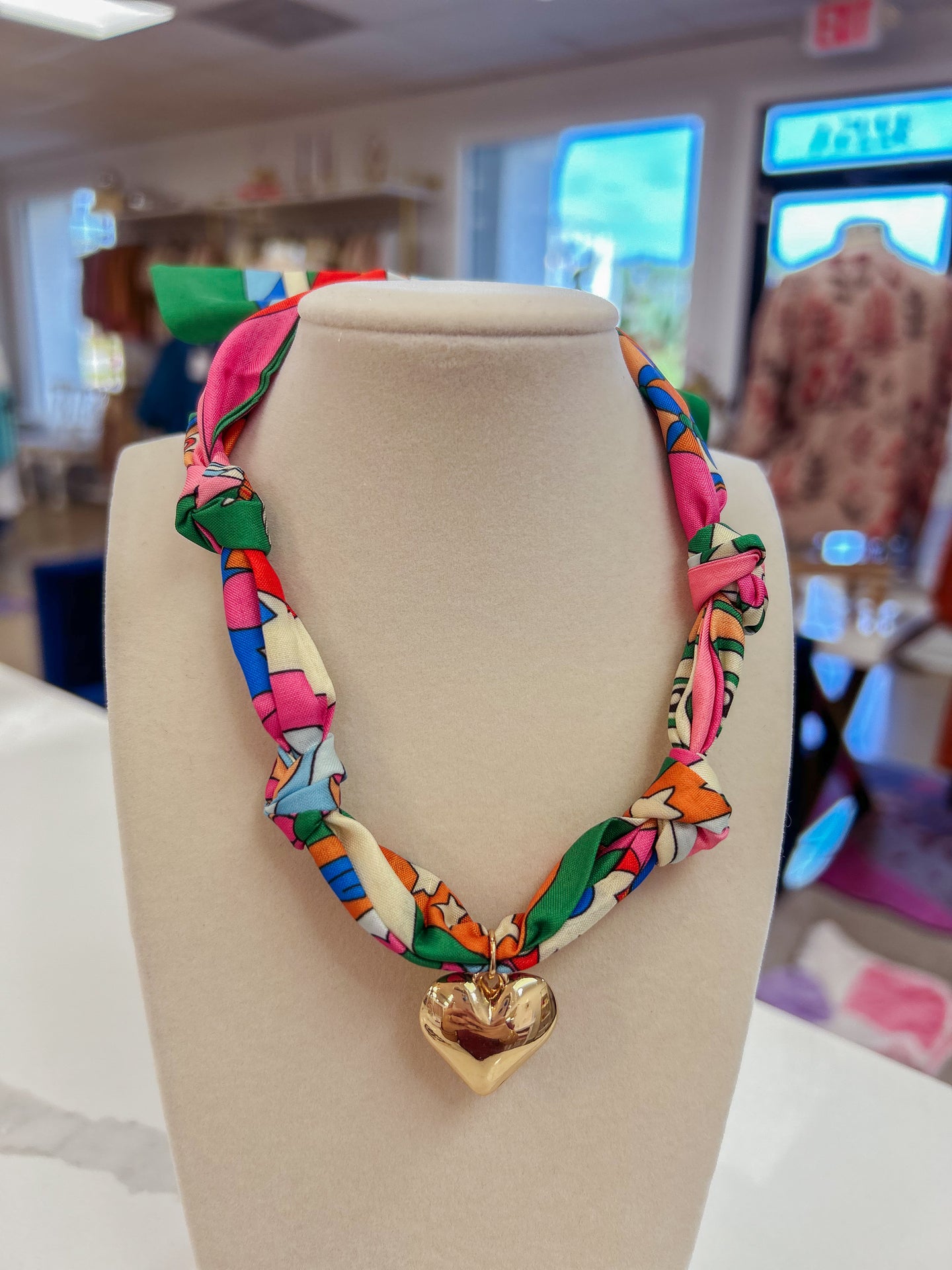 Bold Heart Scarf Necklace
