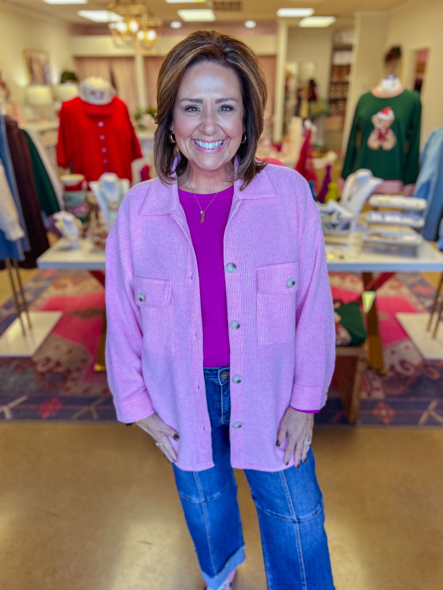 Lou Shacket - Pink Plus Size