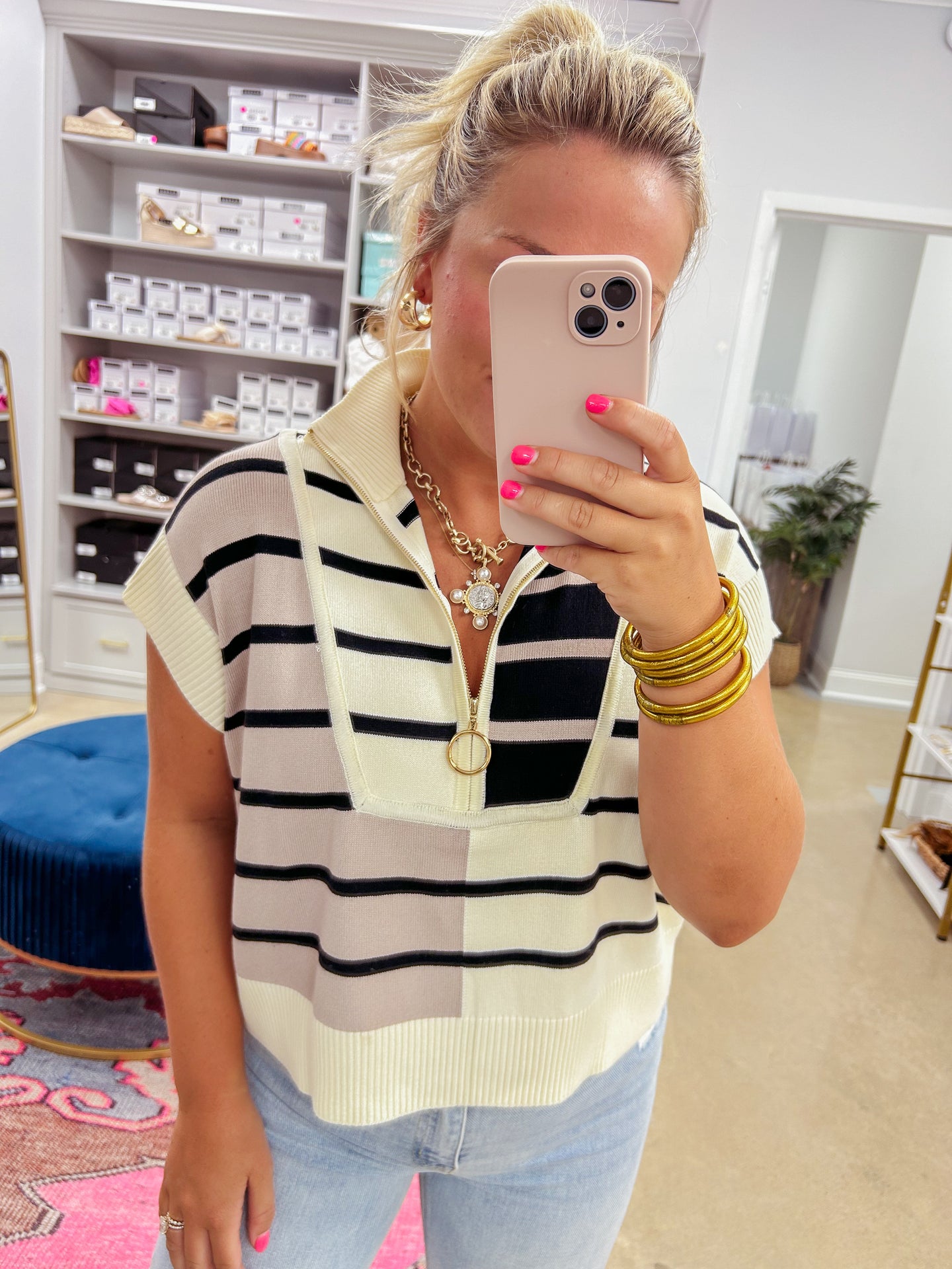 Collins Sweater Top - Cream Multi