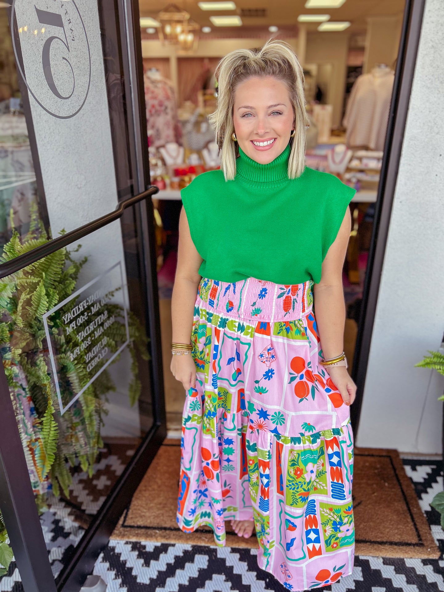 KARLIE Artist Floral Smock Maxi Skirt