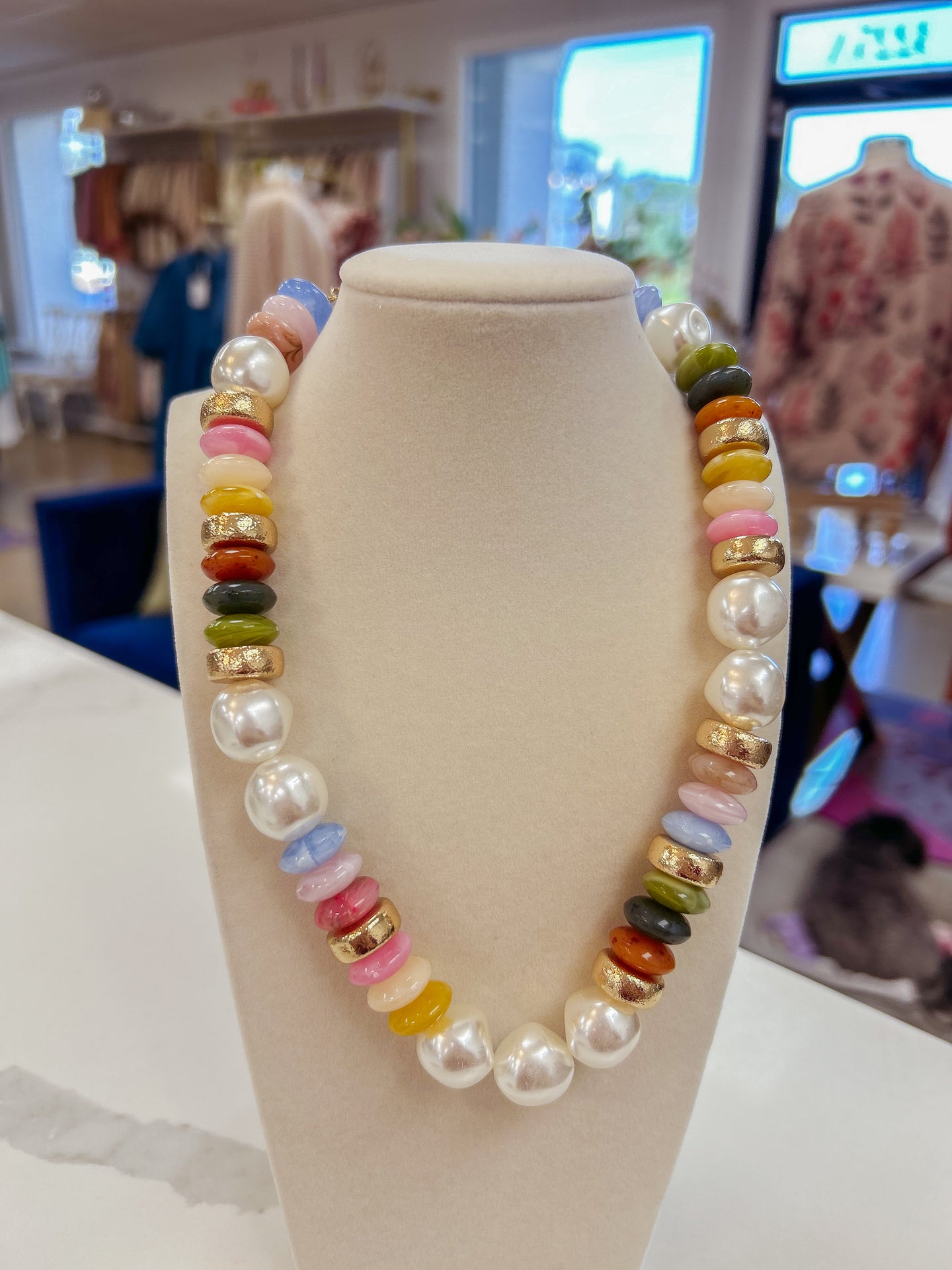 Pearl & Rondelle Shape Beaded Necklace