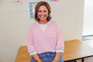 Julie Striped Top - Plus Size (pink)