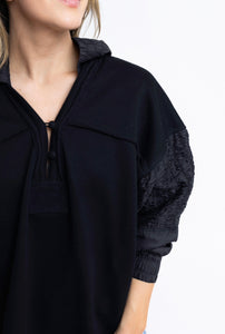 KARLIE Solid Knit Sweatshirt - Black