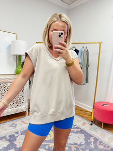 Maddie Oversized Vest Top - Taupe