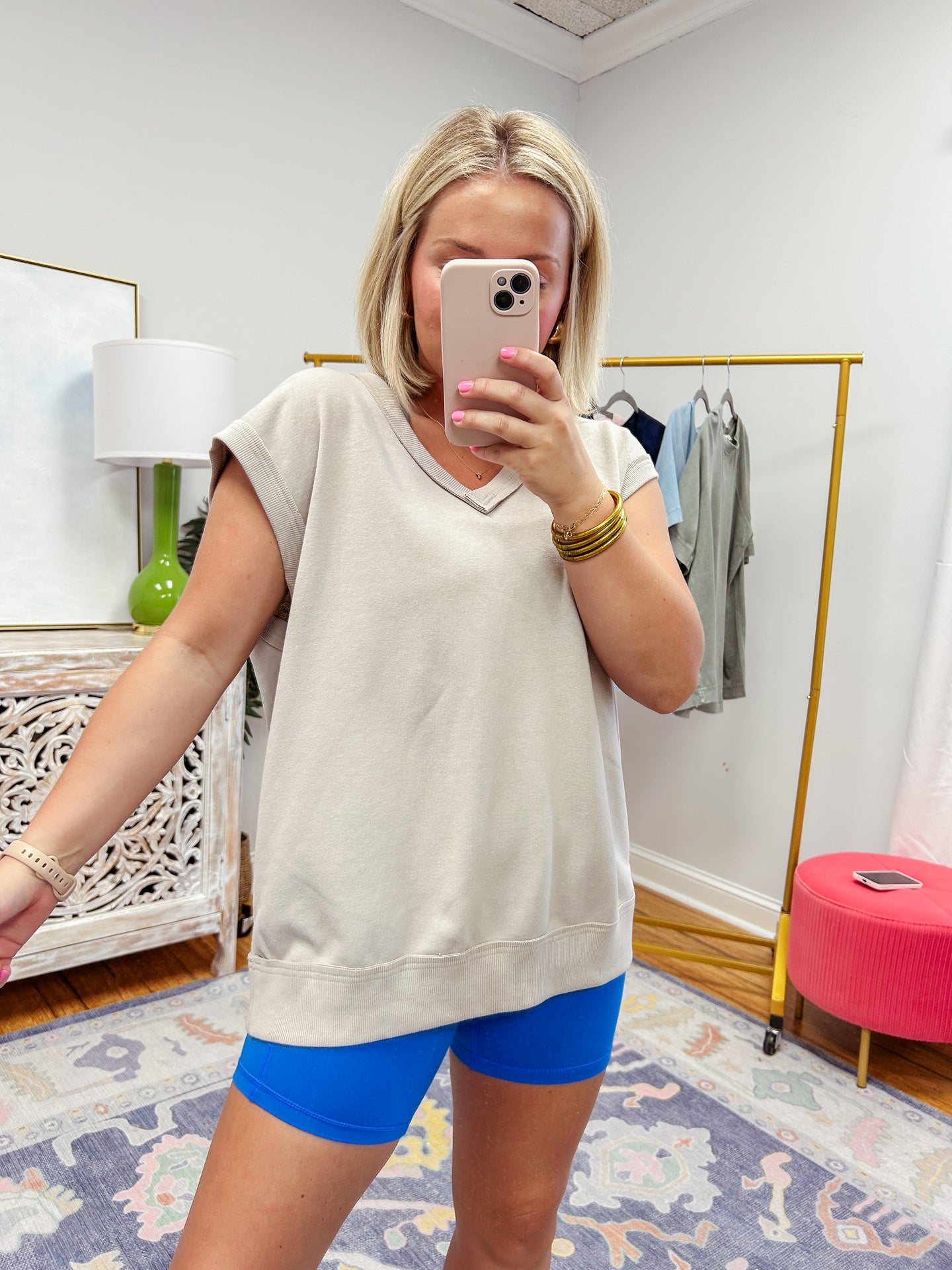 Maddie Oversized Vest Top - Taupe