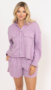 KARLIE French Terry Shorts - Purple