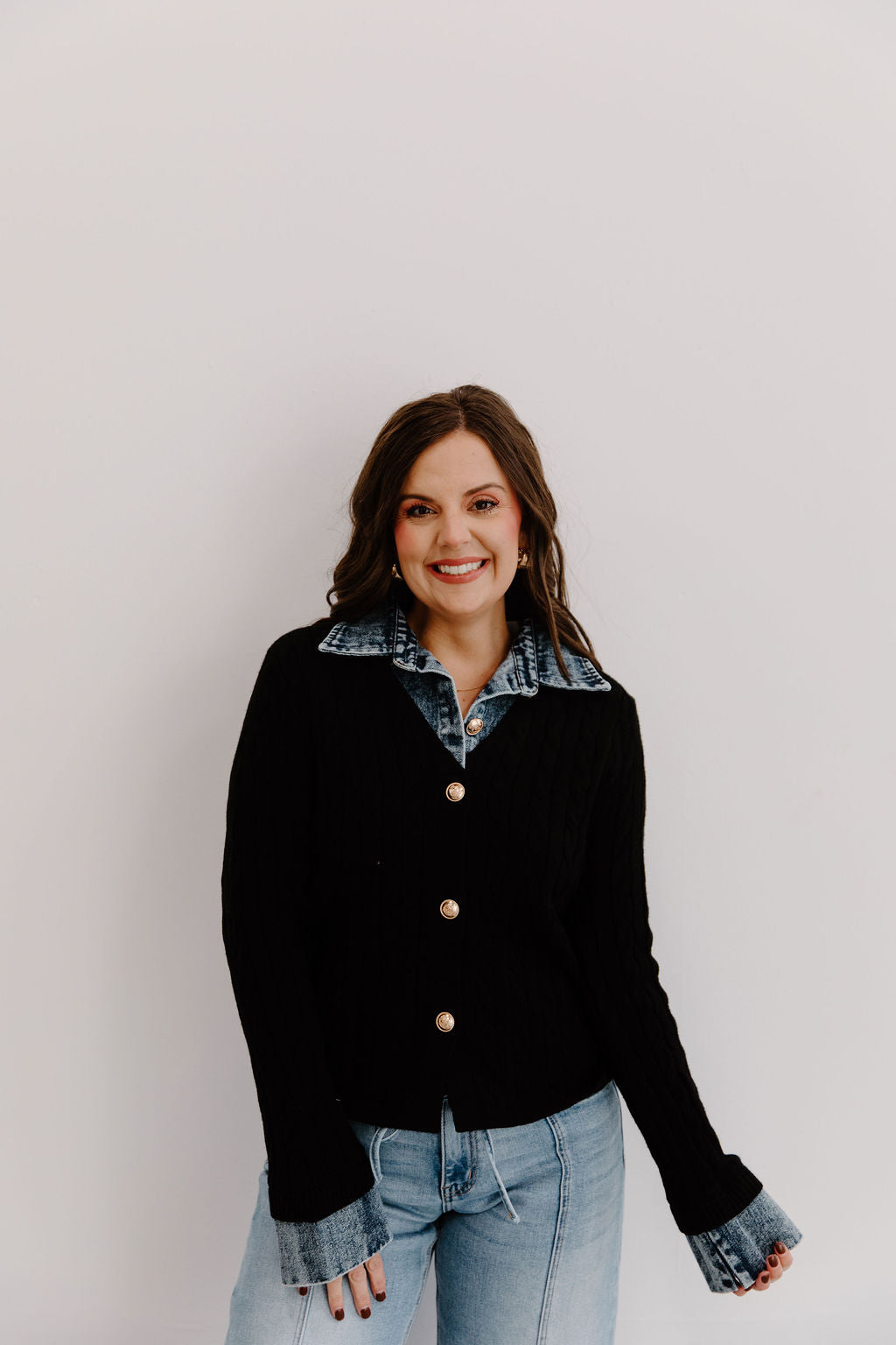 Meredith Knit Denim Cardigan